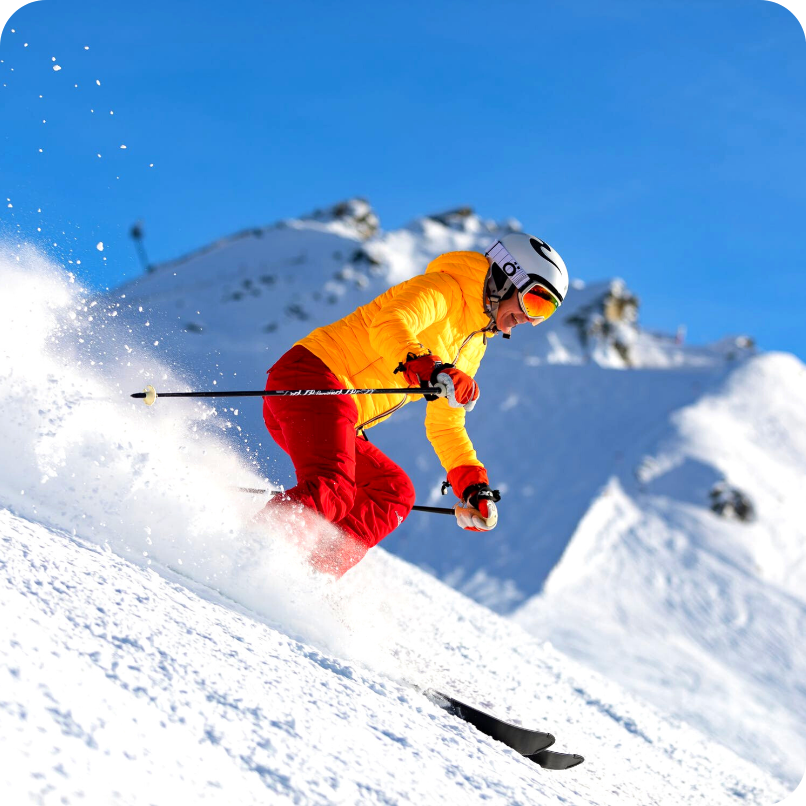 Обучение катанию на горных лыжах или сноуборде