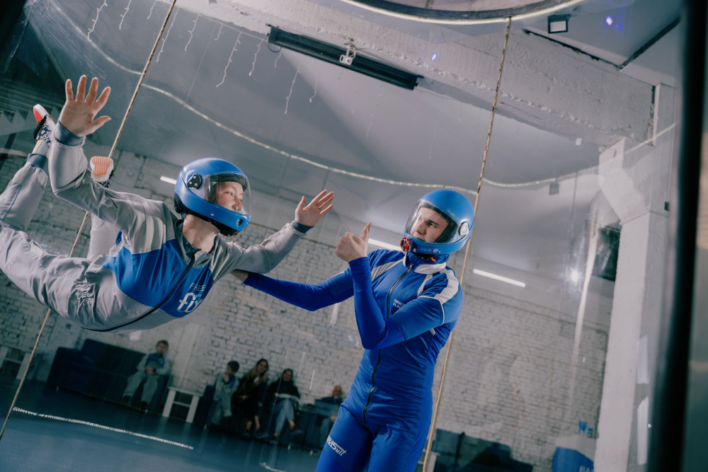 Полет в аэротрубе с видеосъемкой